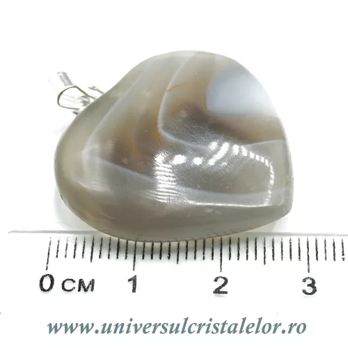 Pandantiv agat natural inima